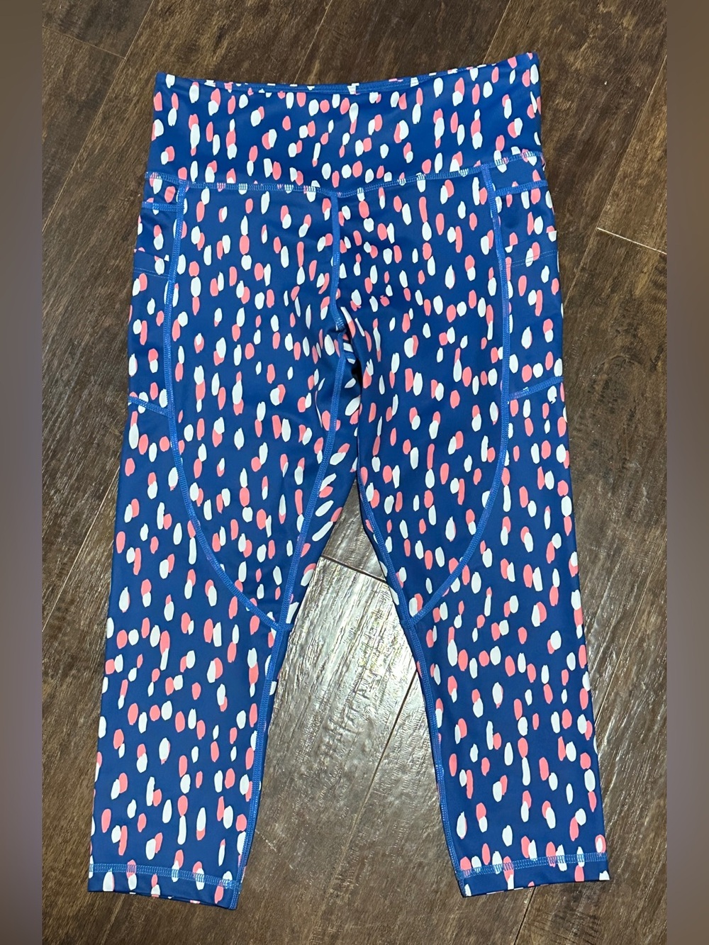 Zyia Active Cropped Leggings Yoga Pants Blue Abstract 8/10